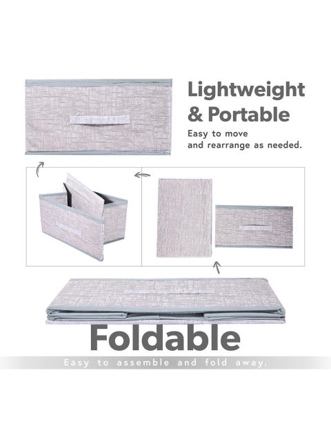 Kuber Industries Set of 2 Grey Non Woven Drawer Storage Foldable Cloth Storage Organisers - Image 6