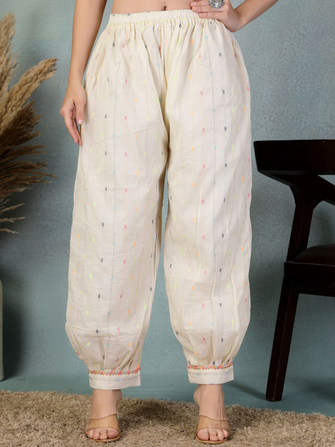 Shine N Sober Women Woven Design Ikat Loose Fit Cotton Salwar