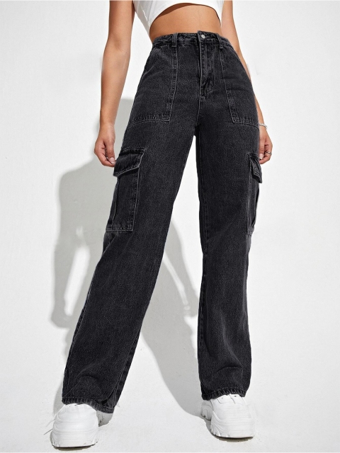 TYFFYN Women Classic Wide Leg High-Rise Highly Distressed Stretchable Jeans