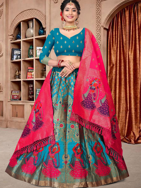 Warthy Ent Semi-Stitched Lehenga & Unstitched Blouse With Dupatta