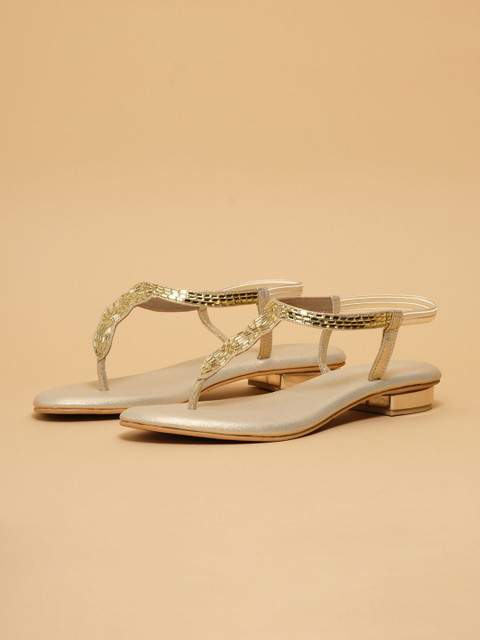 ERIDANI Women Embellished Open Toe Flats