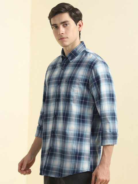 Allen Solly Men Tartan Checks Opaque Checked Casual Shirt - Image 3