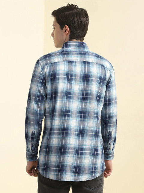 Allen Solly Men Tartan Checks Opaque Checked Casual Shirt - Image 4