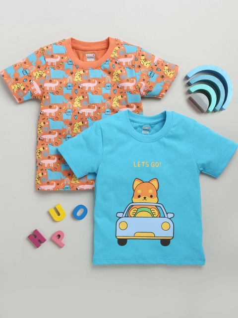 BUMZEE Boys Pack Of 2 Animal Printed Cotton T-shirts