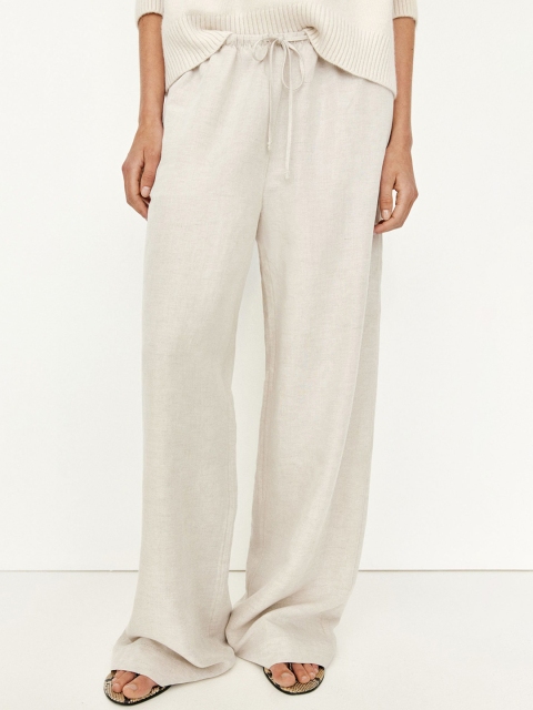 H&M Straight Linen-Blend Trousers