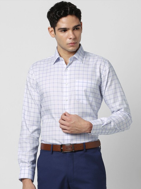 Van Heusen Checked Spread Collar Slim Fit Cotton Formal Shirt