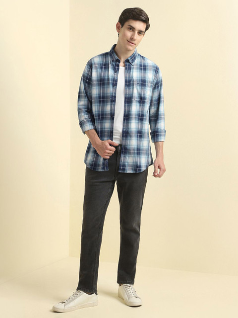 Allen Solly Men Tartan Checks Opaque Checked Casual Shirt - Image 5