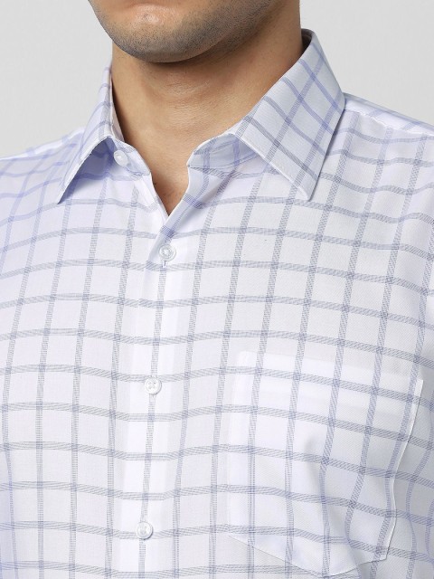 Van Heusen Checked Spread Collar Slim Fit Cotton Formal Shirt - Image 2