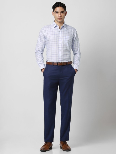 Van Heusen Checked Spread Collar Slim Fit Cotton Formal Shirt - Image 5