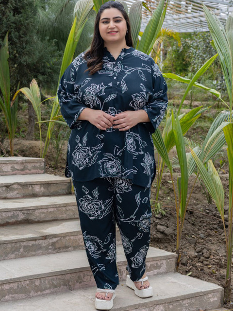 TITTLI Plus Size Printed Tunic & Trousers Co-Ord Set