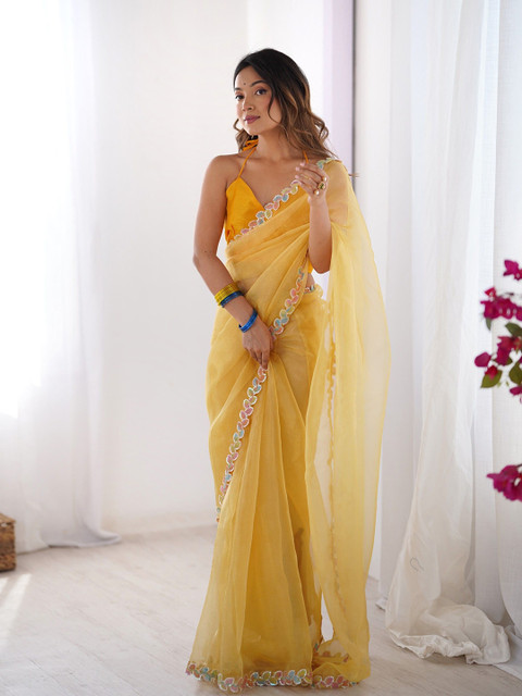Mitera Embellished Sequinned Organza Saree - Image 6