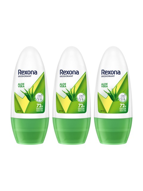 REXONA Pack of 3 Aloe Vera Underarm Roll On Deodorant For Women - 50ml Each