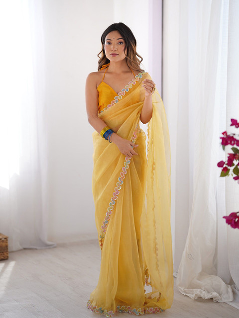 Mitera Embellished Sequinned Organza Saree