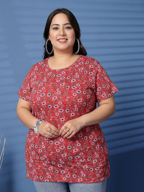 plusS Women Floral Printed T-shirt