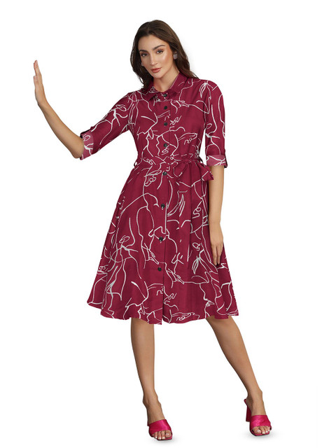 DressBerry Floral Print A-Line Dress