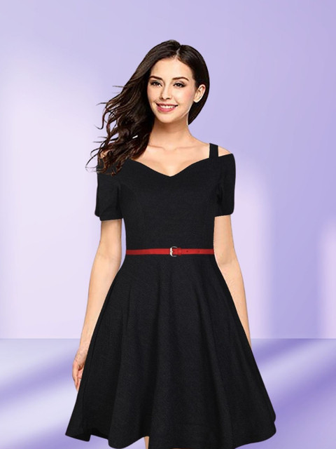DressBerry Cold-Shoulder Fit & Flare Dress