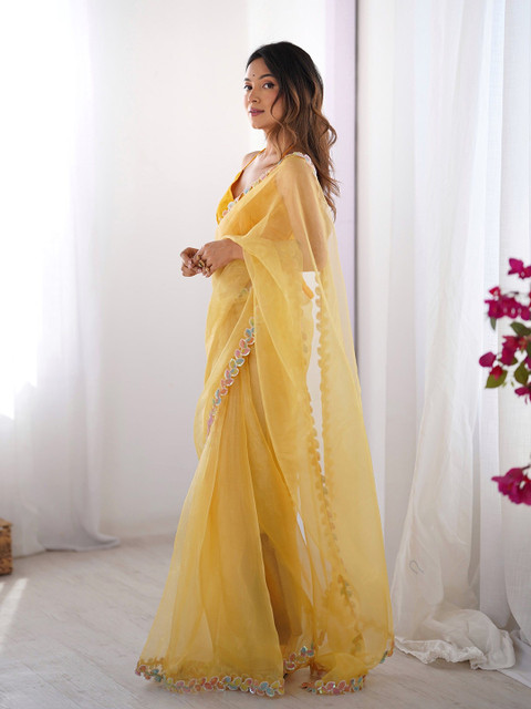 Mitera Embellished Sequinned Organza Saree - Image 2