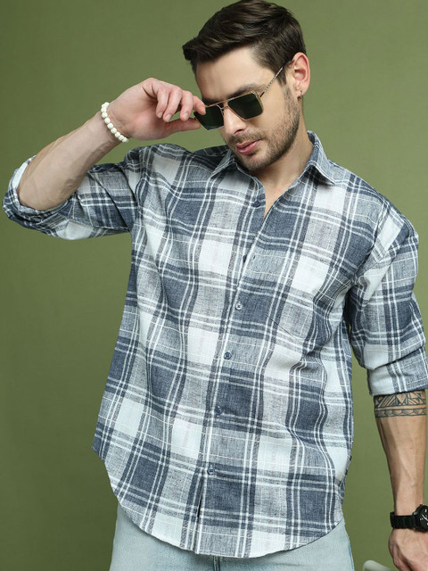 The Roadster Lifestyle Co Checked 100% Cotton Relaxed-Fit Casual Shirt