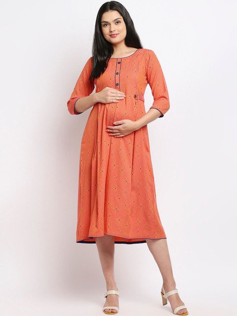 MORDEN MUSE Women Paisley Printed Summer Sheers Maternity Anarkali Kurta
