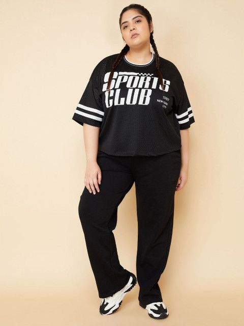 max Women Plus Size Typography Printed Round Neck Oversized T-shirt - Image 5