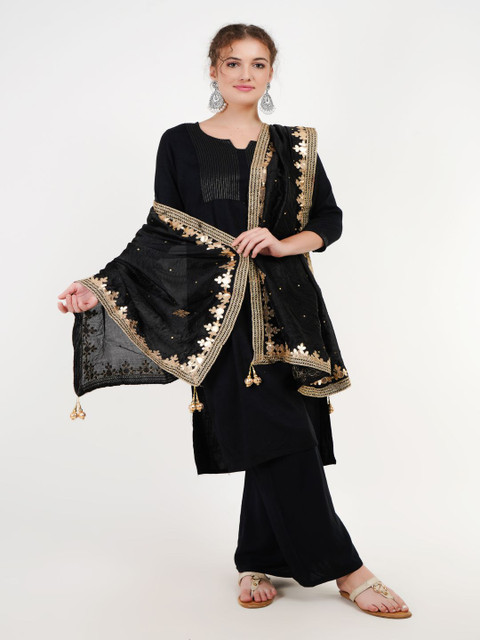 Karthav Fashion Floral Embroidered Thread Work Art Silk Dupatta