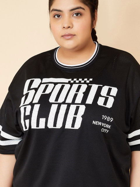 max Women Plus Size Typography Printed Round Neck Oversized T-shirt - Image 2