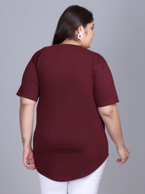 IN Love Women Plus Size Solid Round Neck Cotton T-shirt - Image 5