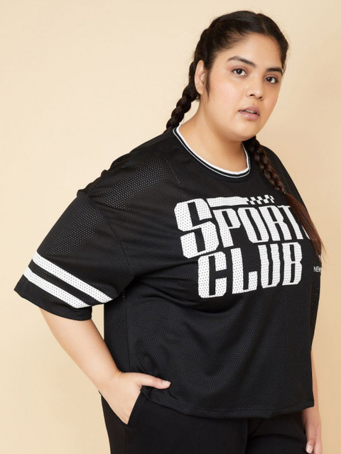 max Women Plus Size Typography Printed Round Neck Oversized T-shirt - Image 3