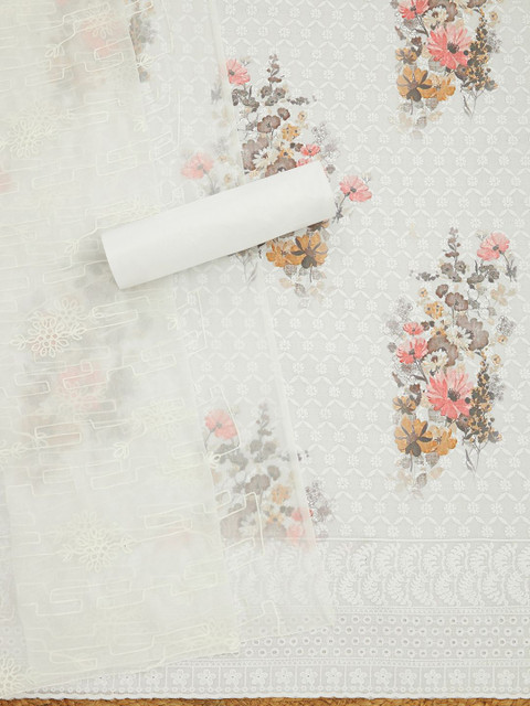 Soch Floral Printed Unstitched Dress Material - Image 3