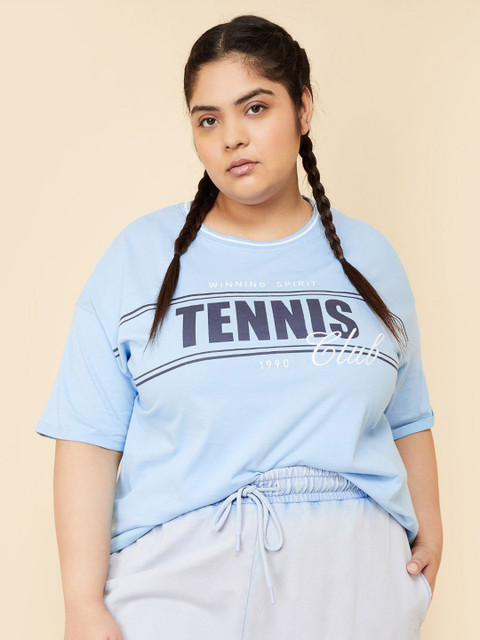 max Women Plus Size Typography Printed Round Neck Cotton Relaxed Fit T-shirt