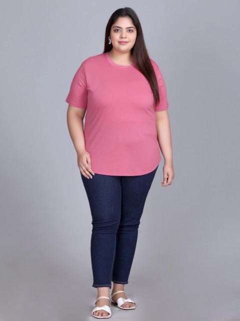 IN Love Women Plus Size Solid Round Neck Cotton T-shirt - Image 6