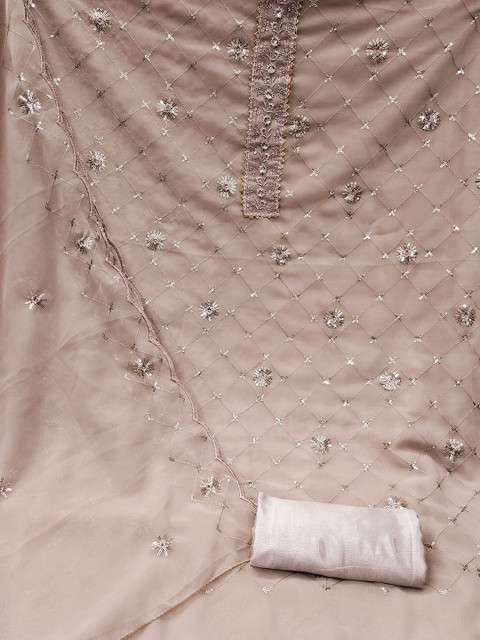 HERE&NOW Geometric Embroidered Sequinned Unstitched Dress Material - Image 3