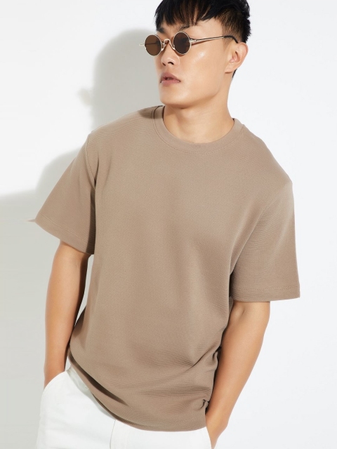 max Men Solid Round Neck Cotton Oversized T-shirt