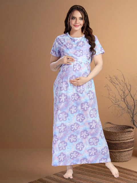 MomsBae Maternity Printed Nightdress