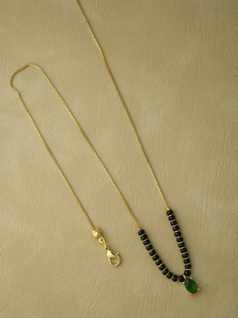 jueri Gold-Plated Artificial Stones and Beads Mangalsutra