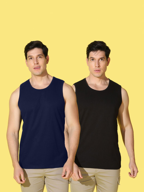 WOOSTRO Men Pack of 2 Solid Round Neck Cotton Slim Fit Sports T-shirts - Image 5