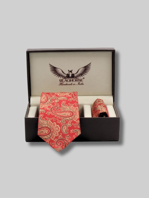 BLAQHORSE Men Paisley Tie & Pocket Square Gift Set