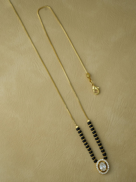 jueri Gold-Plated Artificial Stones and Beads Mangalsutra