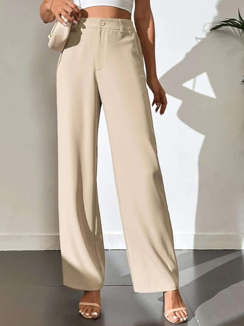 BROADSTAR Women Smart High-Rise Stretchable Regular Trousers