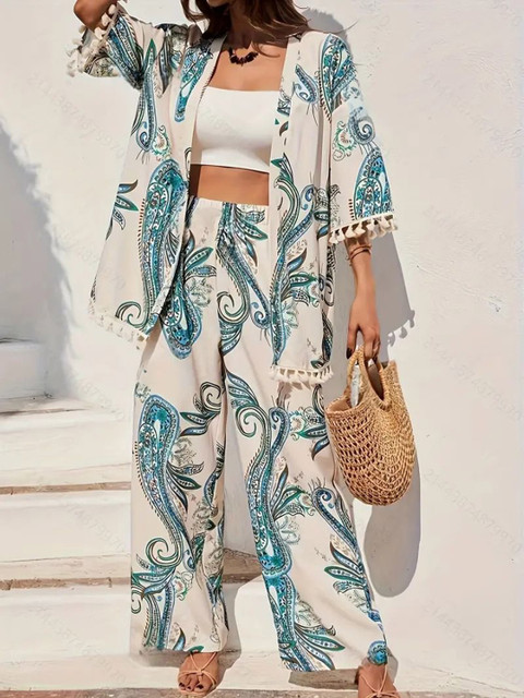 SZN Printed Top, Jacker & Trousers Co-Ord Set