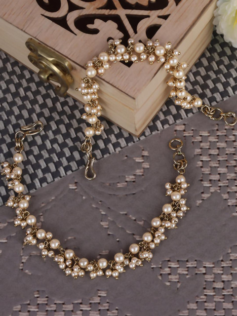 SALONI FASHION JEWELLERY Gold-Plated Brass Pearls Ear Cuff