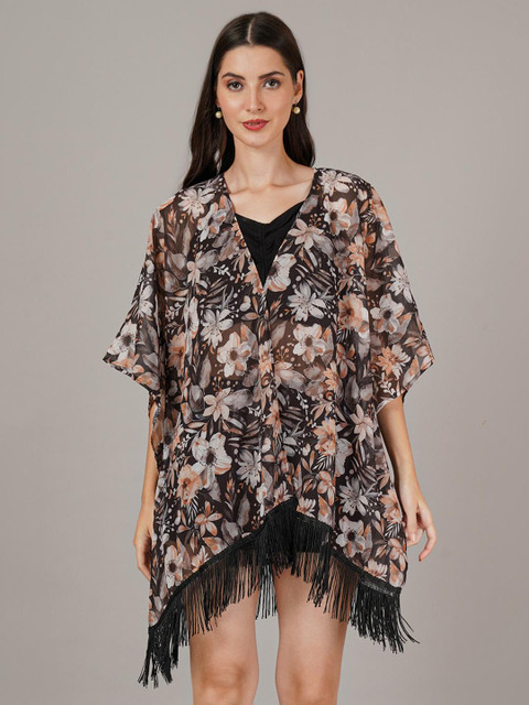 ARV TRENDS Women Floral Print Chiffon Kimono Shrug