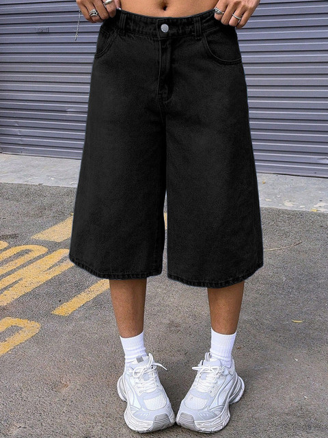 CORSICA Women Regular Fit Mid-Rise Denim Shorts