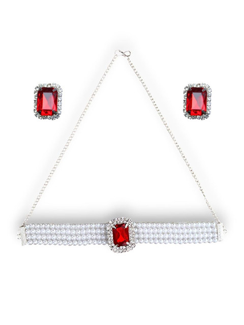 AccessHer Women Gold-Plated Brass Artificial Stones Necklace