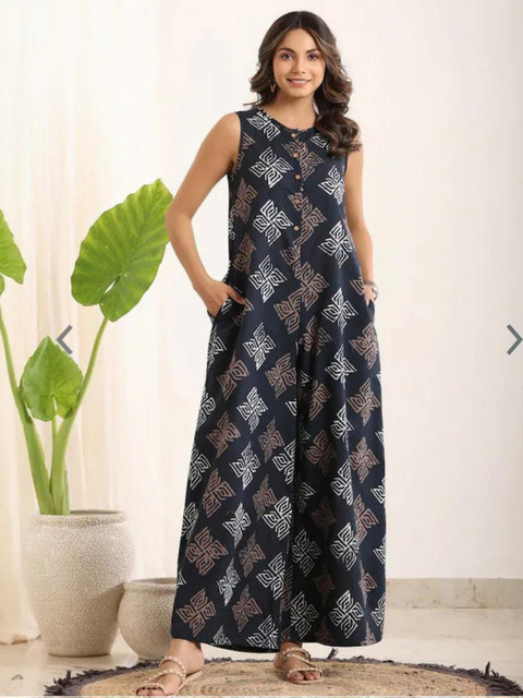 ANGIYA Printed Round Neck Jumpsuit