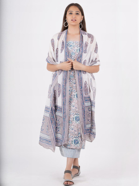 Kwatchi Women Floral Printed Cotton Unstitched Dress Material