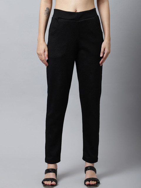 LEGITLOOKS Women Woolen Mid-Rise Trouser With 2 Pockets