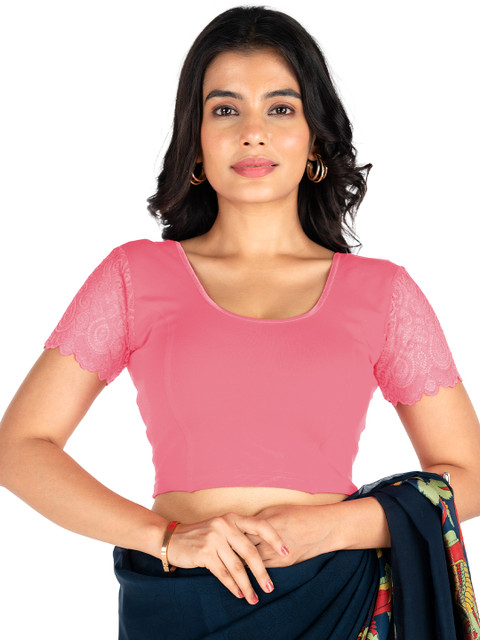 Abhi Stretchable Half Net Sleeves Readymade Saree Blouse