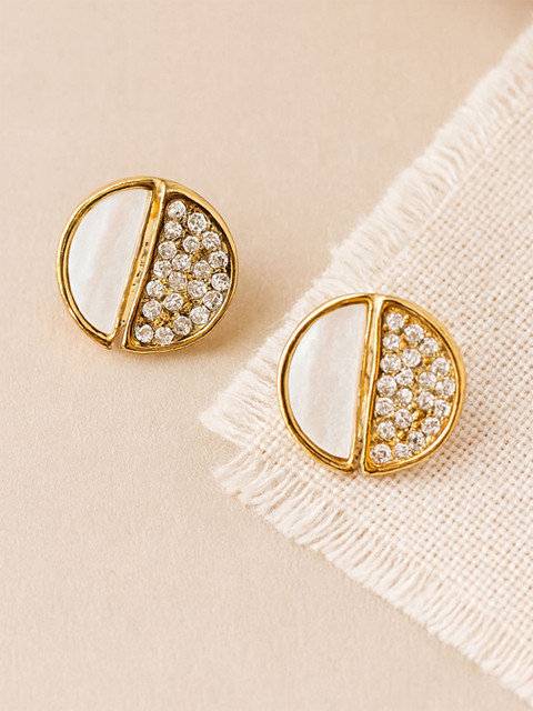 Bohey by KARATCART Gold-Plated Circular Studs