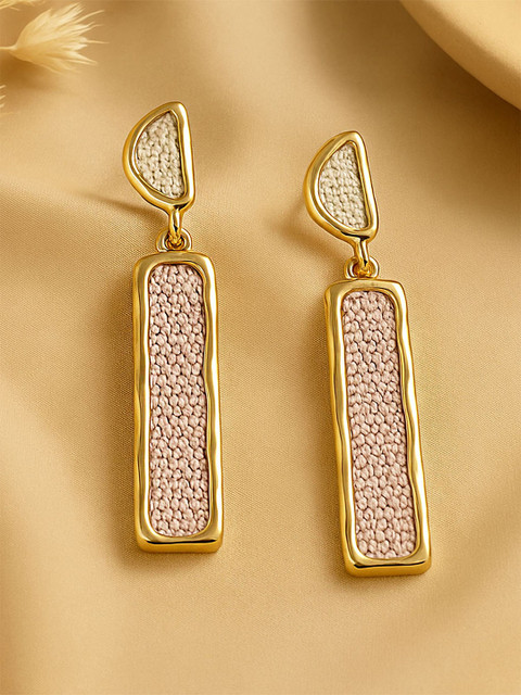 Bohey by KARATCART Gold-Plated Geometric Shaped Drop Earrings